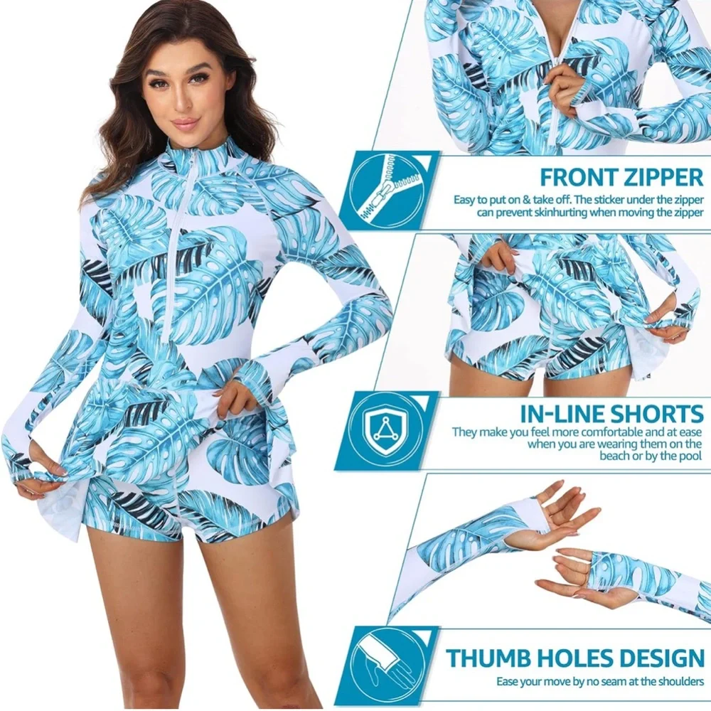 Long Sleeve Swimsuits UV UPF 50+ Swim - Picture 3 of 8